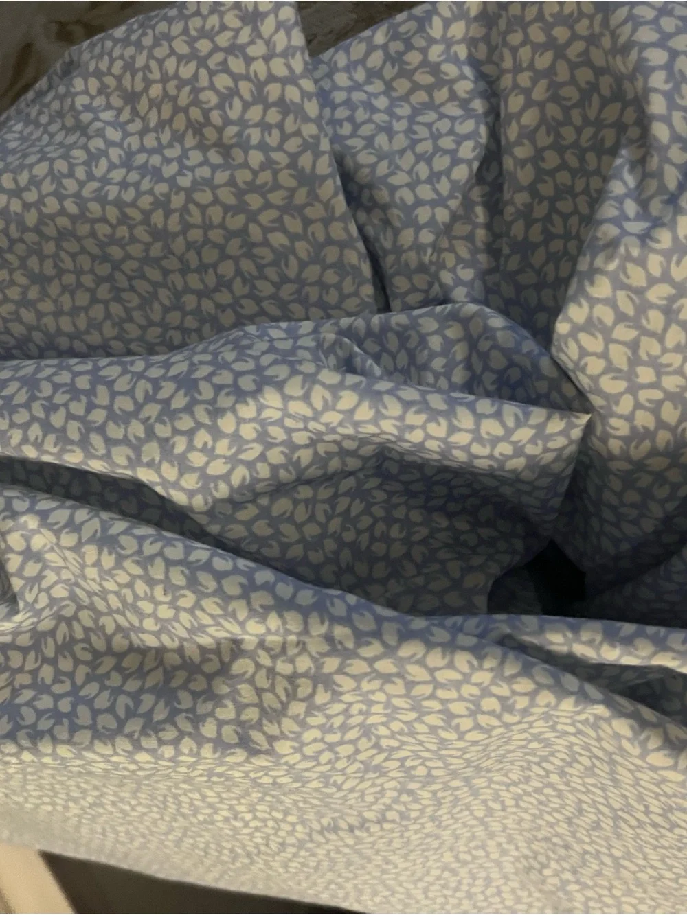 Laura Ashley Blue and White Leaf-Print Queen fitted sheet